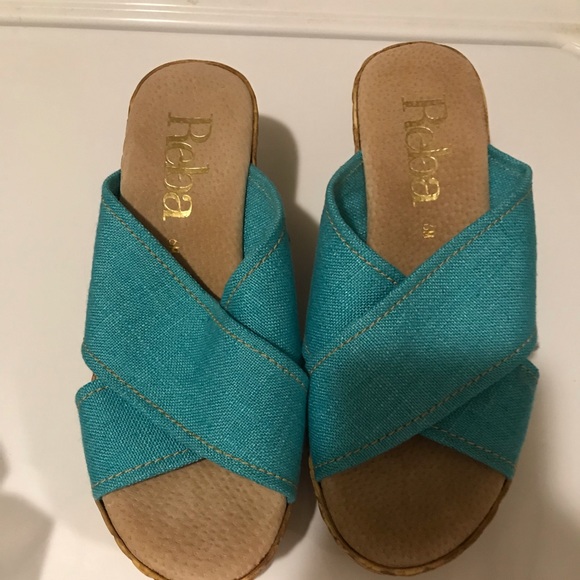 Reba Shoes - Turquoise Reba Wedges! Like new!
